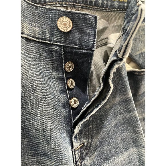 7 For All Mankind Ripped Distressed Washed relaxed Denim Button Fly sz 36 x31 - Picture 11 of 16